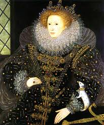 Queen Elizabeth I holding what appears to be a guinea pig